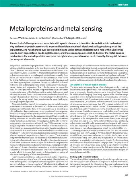 metalloprotein and metal sensing